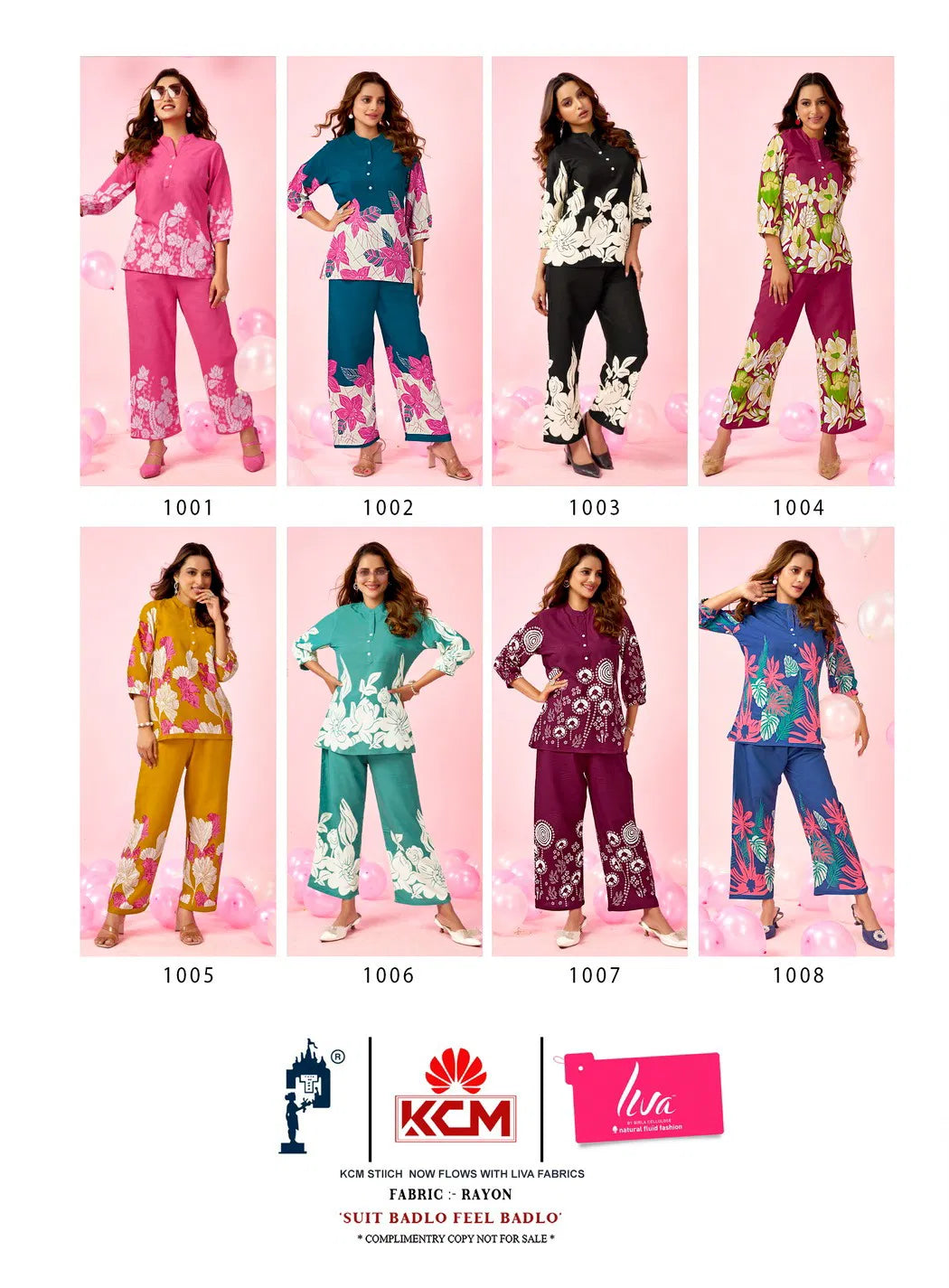 Kanya Zee Sora Vol 01 Rayon Placement Printed Co Ord Set Collection