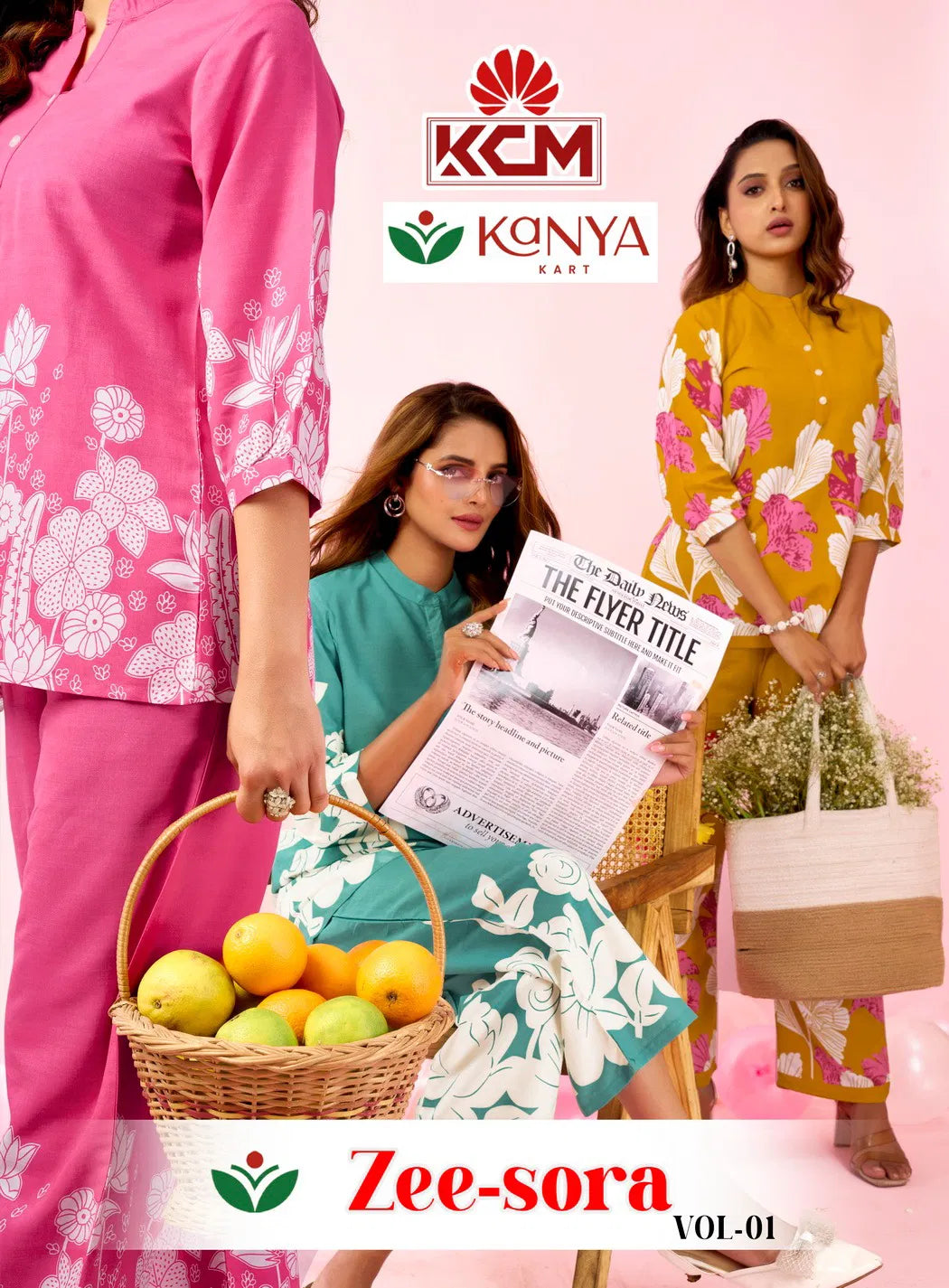 Kanya Zee Sora Vol 01 Rayon Placement Printed Co Ord Set Collection
