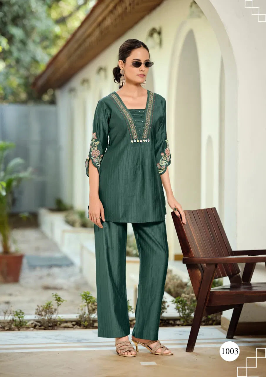 Karissa Jiya Soft Viscose Thread Worked Co Ord Set Collection