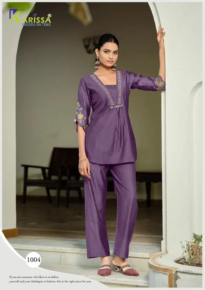 Karissa Jiya Soft Viscose Thread Worked Co Ord Set Collection