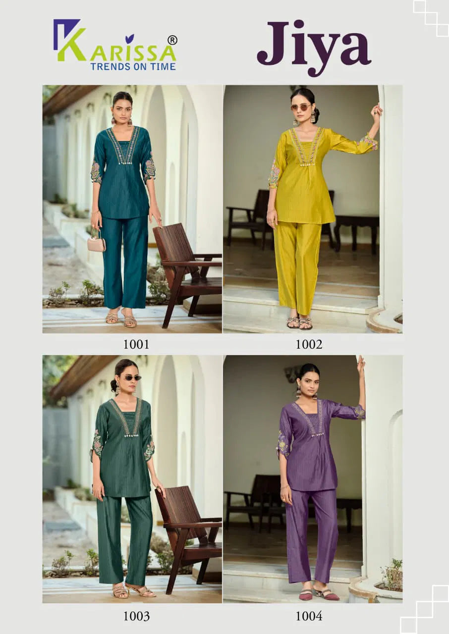 Karissa Jiya Soft Viscose Thread Worked Co Ord Set Collection