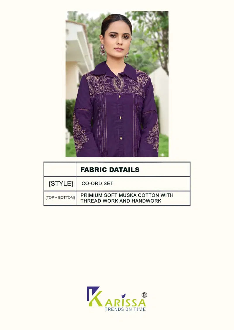 Karissa Maria Soft Cotton With Thread Worked Co Ord Set Collection