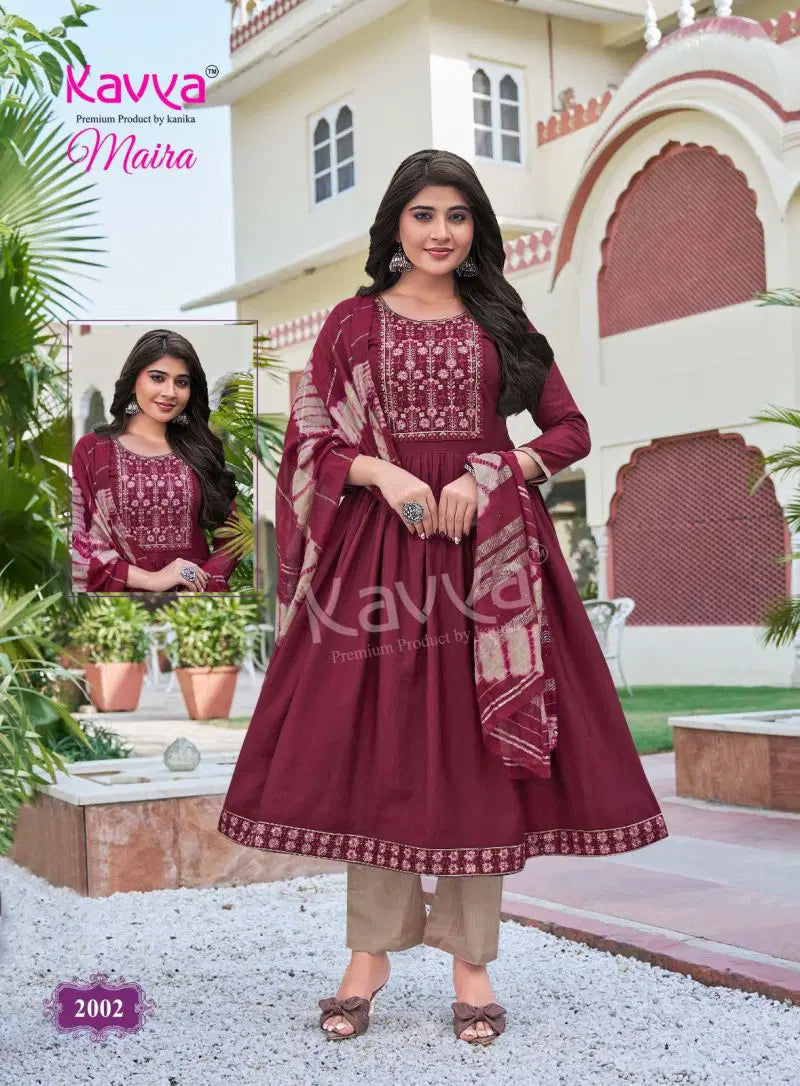 Kavya Maira Vol 2 Chanderi With Embroidery Work Kurti With Bottom Dupatta