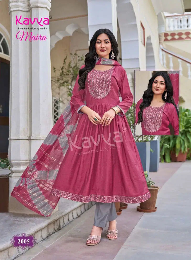 Kavya Maira Vol 2 Chanderi With Embroidery Work Kurti With Bottom Dupatta
