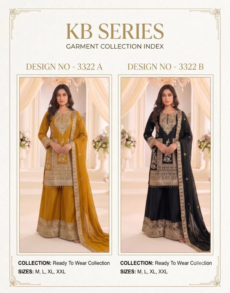 Kb Super Hit 3322 Chinon Sequence Worked Ready To Wear Salwar Suit