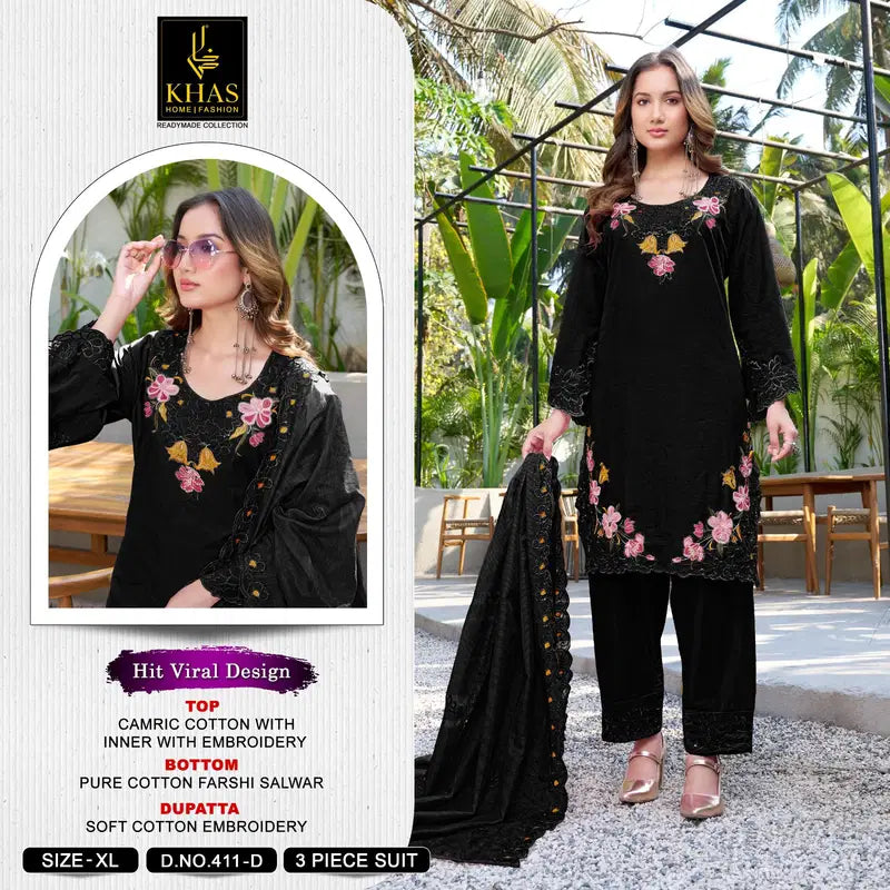 Khas 411 A To D Cambric Cotton Embroidered Salwar Kameez