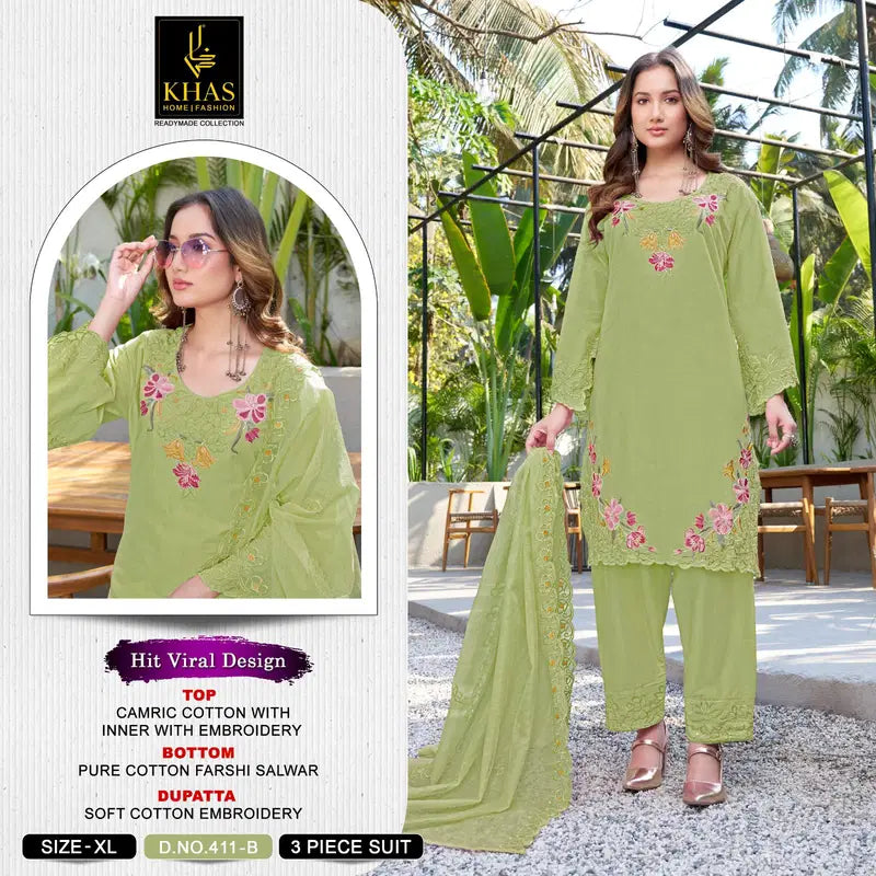 Khas 411 A To D Cambric Cotton Embroidered Salwar Kameez