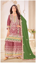Khas 4489 A To C Chinon Silk Embroidery Work Pakistani Salwar Kameez