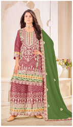 Khas 4489 A To C Chinon Silk Embroidery Work Pakistani Salwar Kameez