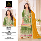 Khas 4489 A To C Chinon Silk Embroidery Work Pakistani Salwar Kameez