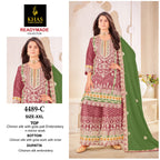 Khas 4489 A To C Chinon Silk Embroidery Work Pakistani Salwar Kameez