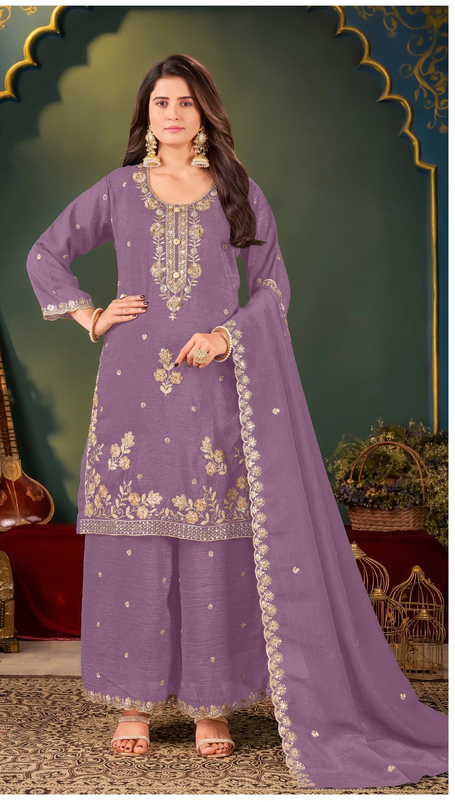 Khas 4495 A To D Cosmos Silk With Beads Work Pakistani Salwar Kameez