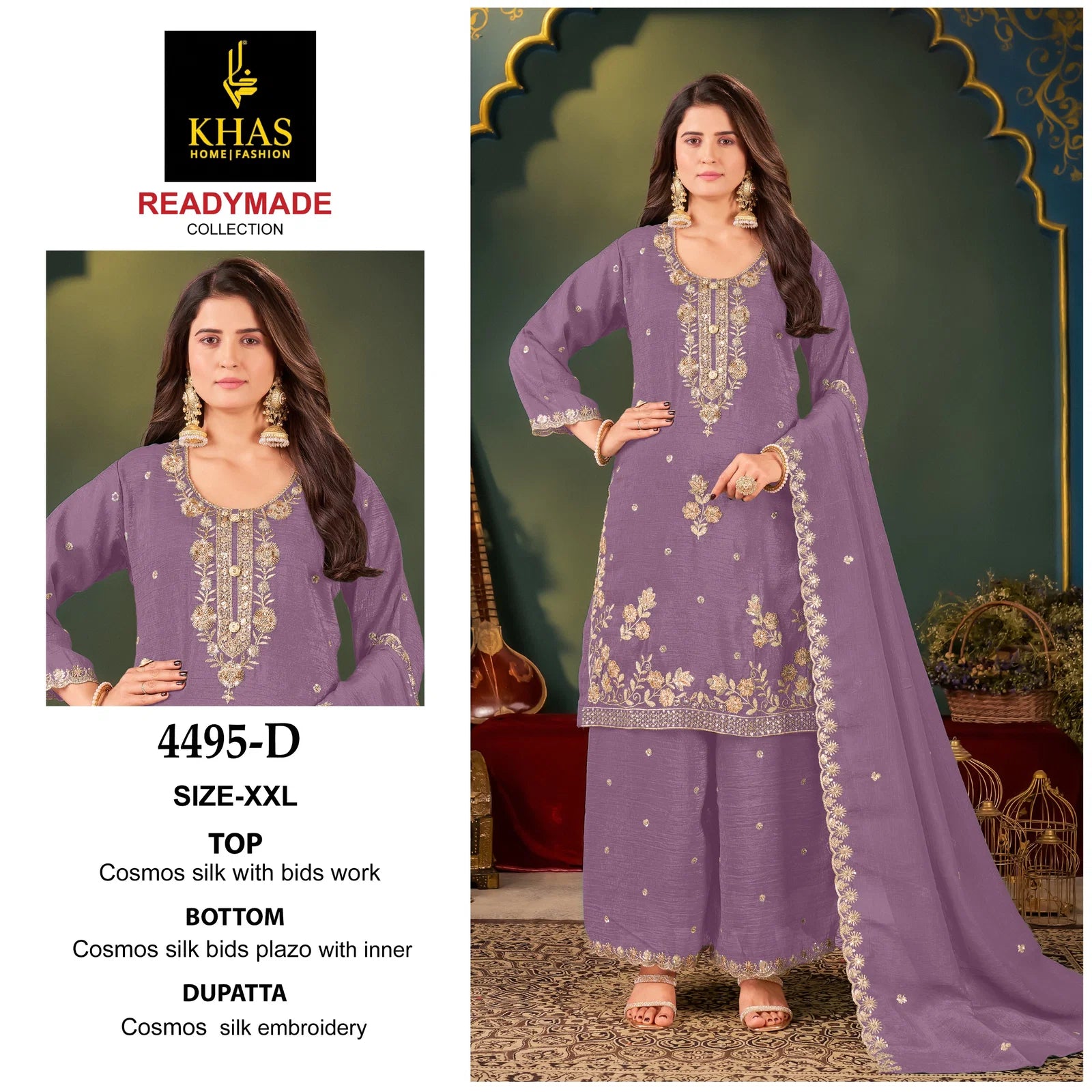 Khas 4495 A To D Cosmos Silk With Beads Work Pakistani Salwar Kameez