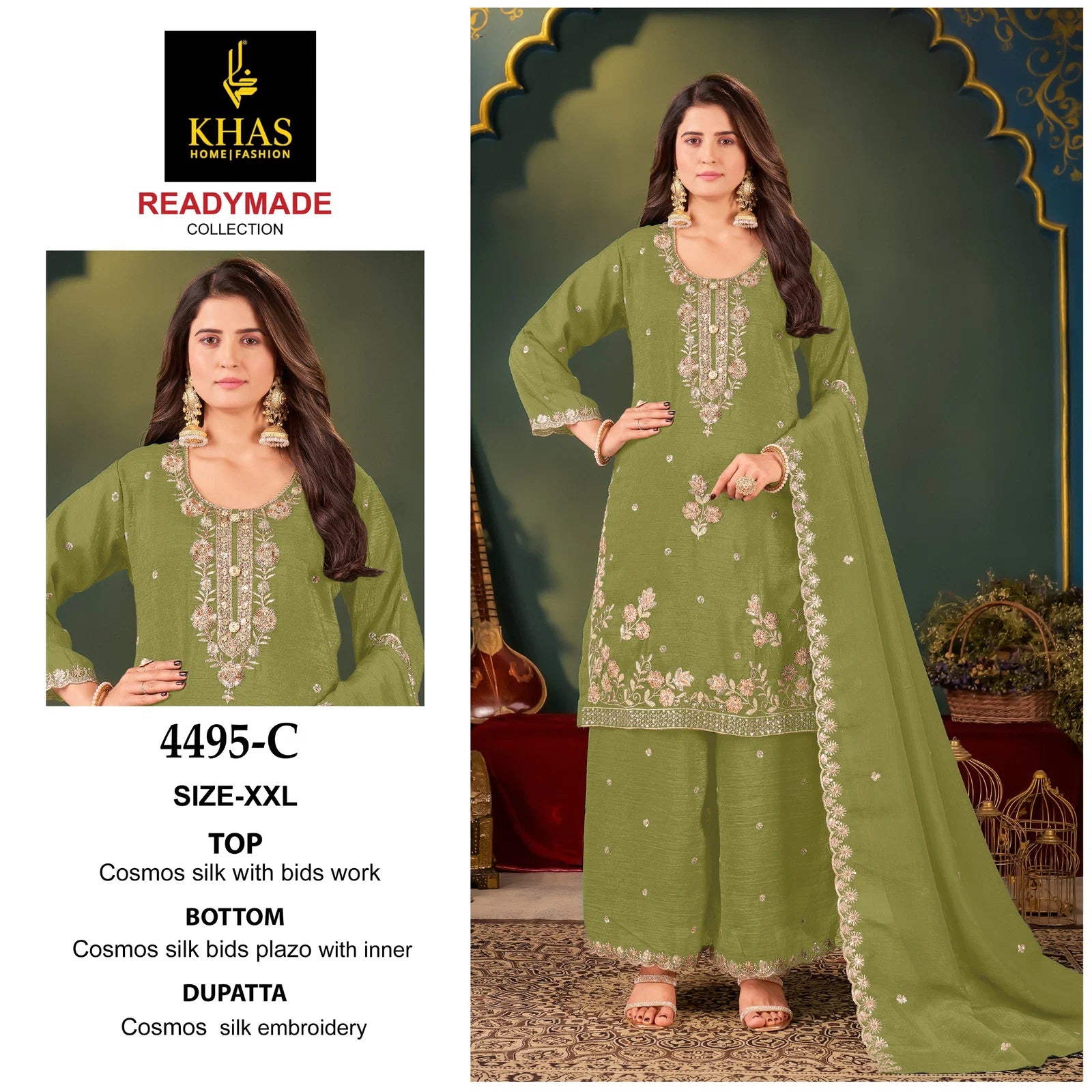 Khas 4495 A To D Cosmos Silk With Beads Work Pakistani Salwar Kameez