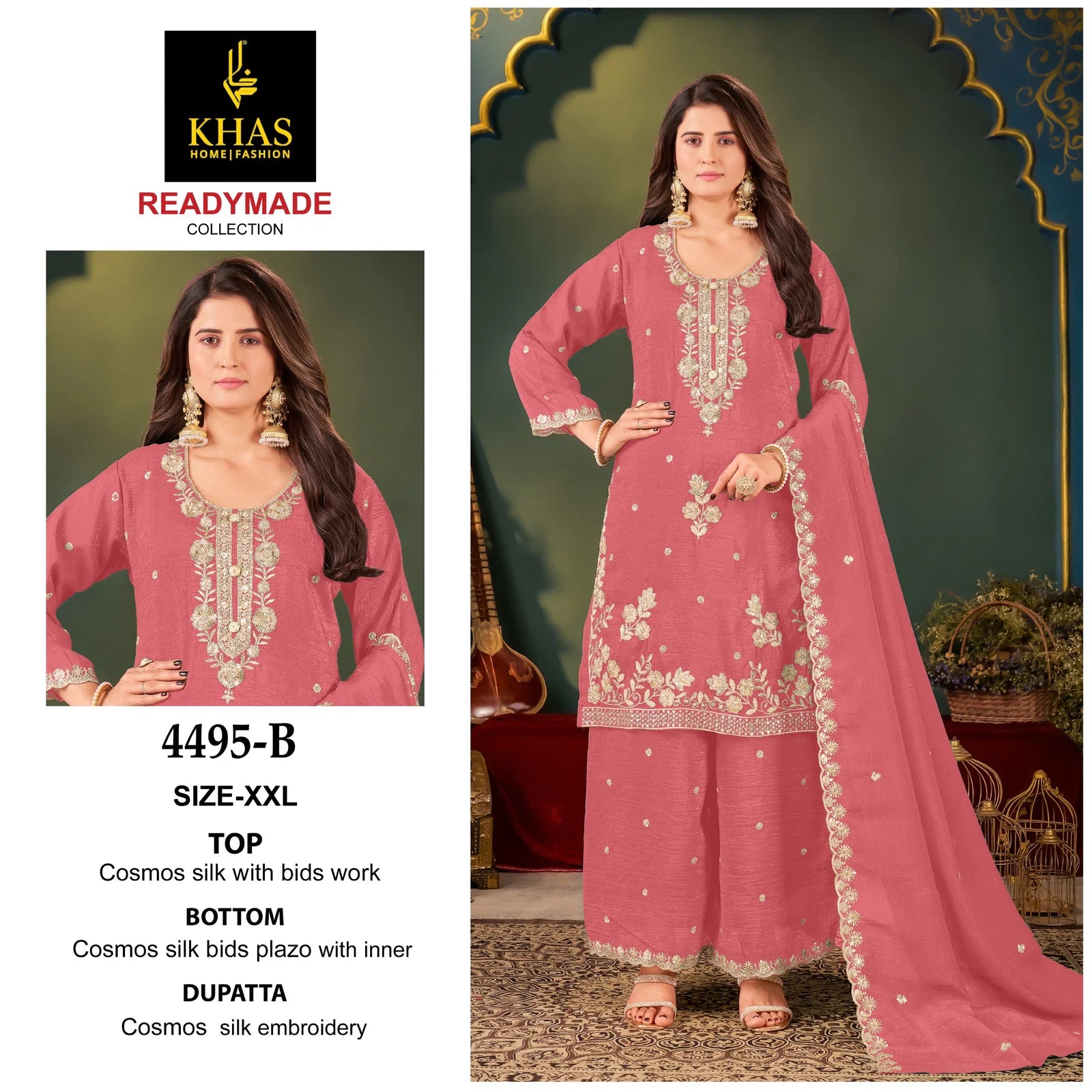 Khas 4495 A To D Cosmos Silk With Beads Work Pakistani Salwar Kameez