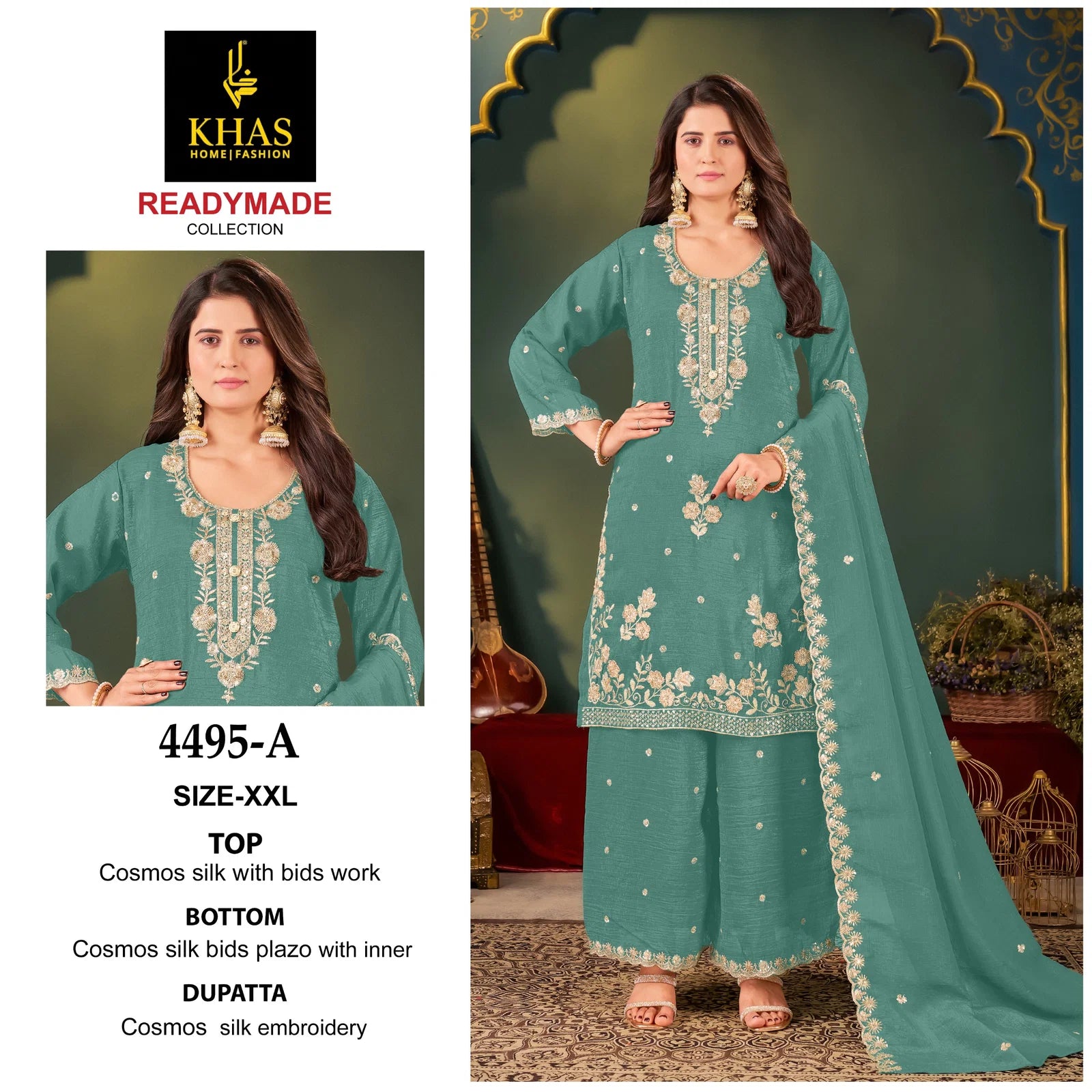 Khas 4495 A To D Cosmos Silk With Beads Work Pakistani Salwar Kameez