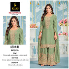 Khas 4502 A To C Chinon Silk Embroidery Work Pakistani Salwar Kameez