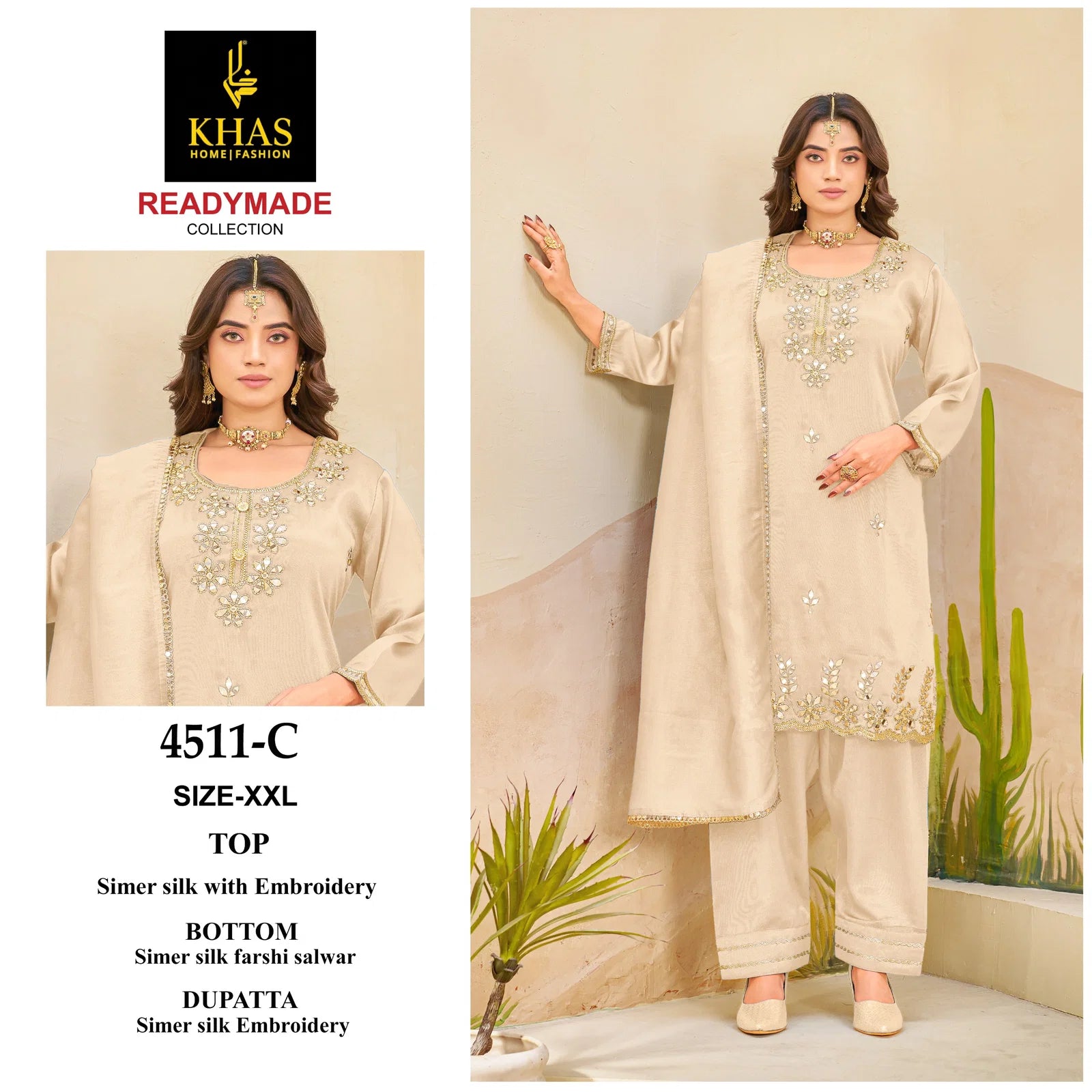 Khas 4511 A To D Simar Silk With Embroidery Work Pakistani Salwar Kameez