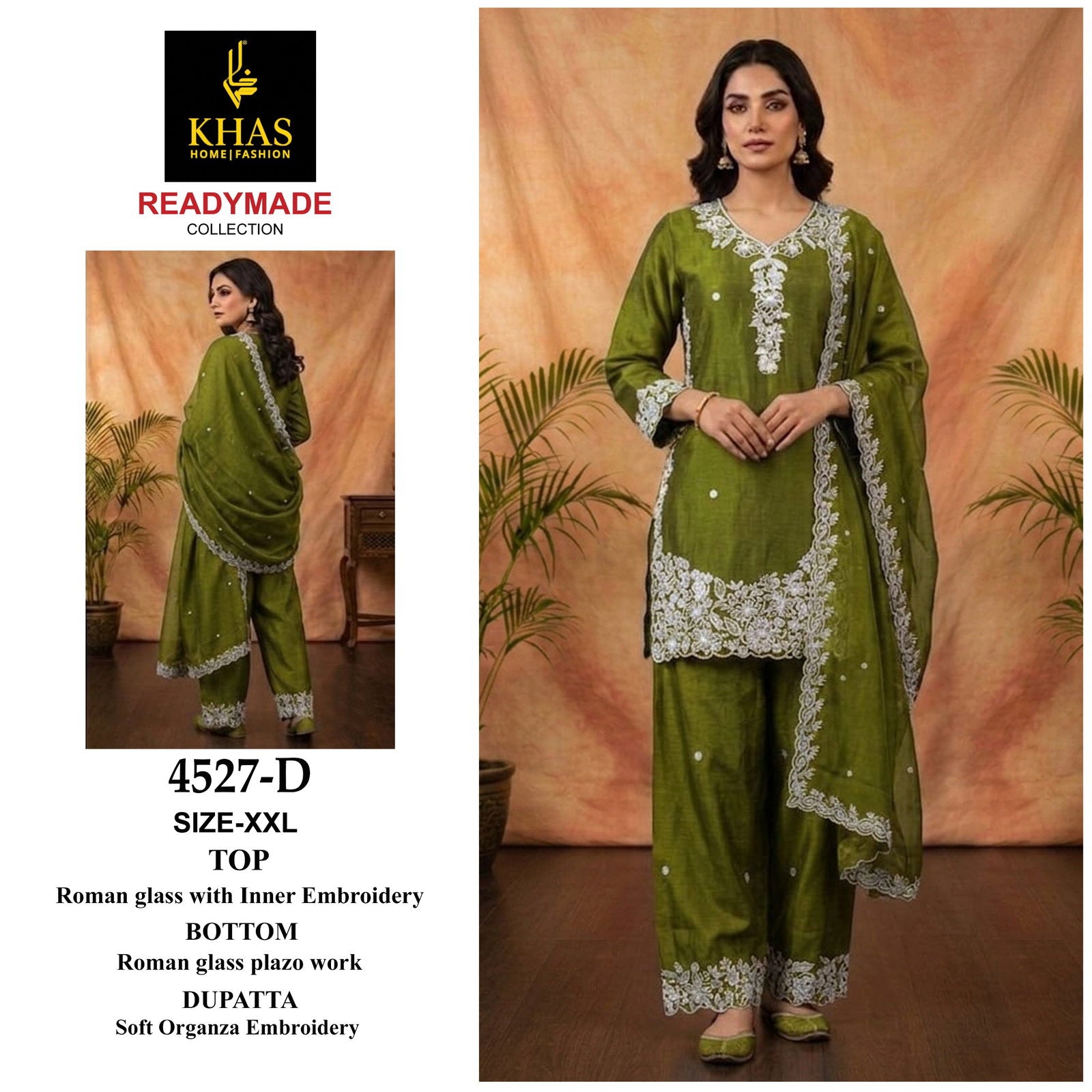 Khas 4527 A To D Roman Glass Embroidered Salwar Kameez