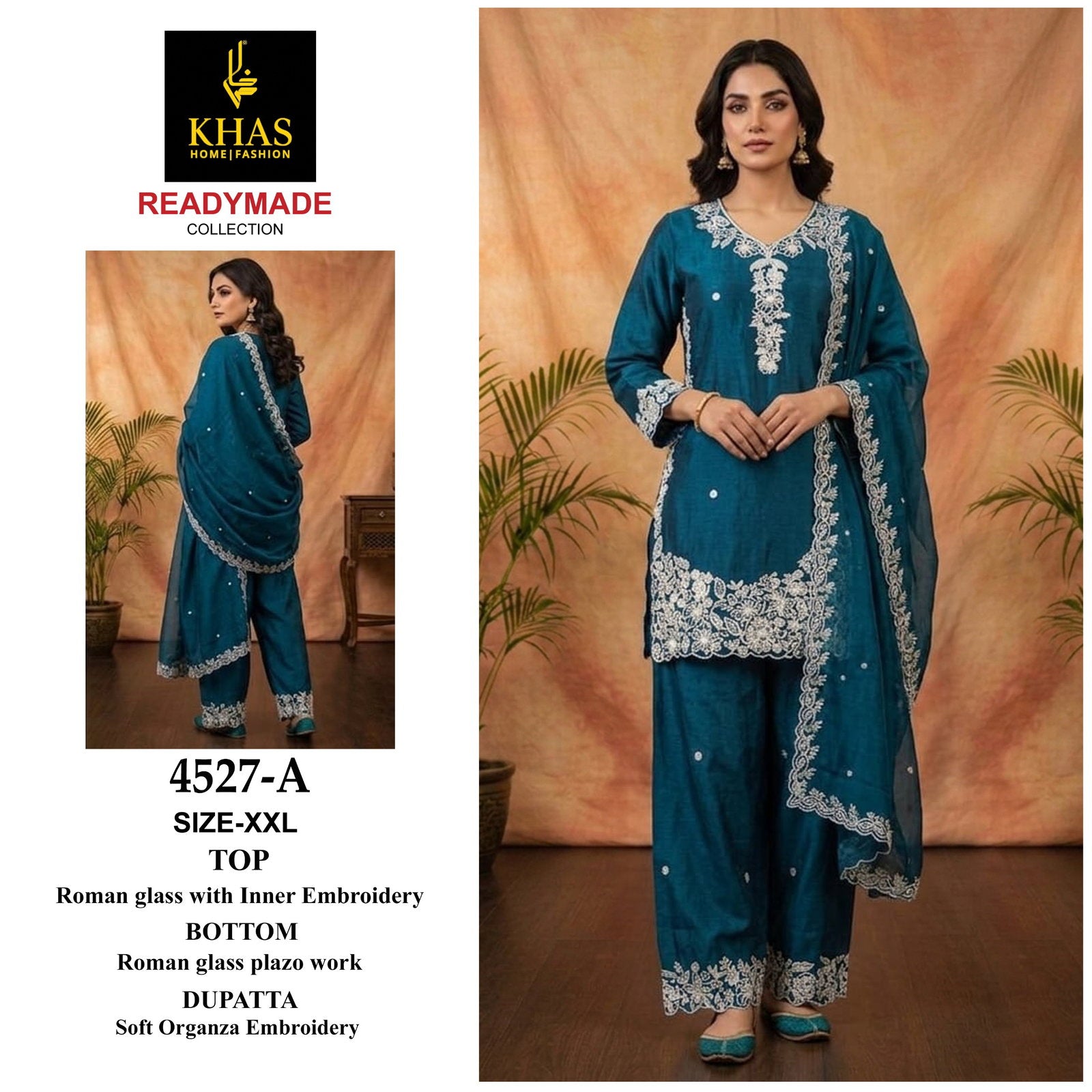 Khas 4527 A To D Roman Glass Embroidered Salwar Kameez