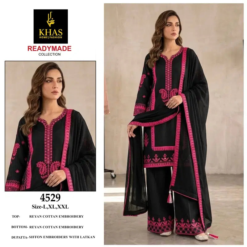 Khas 4529 TO 4531 Rayon Cotton Embroidered Salwar Kameez