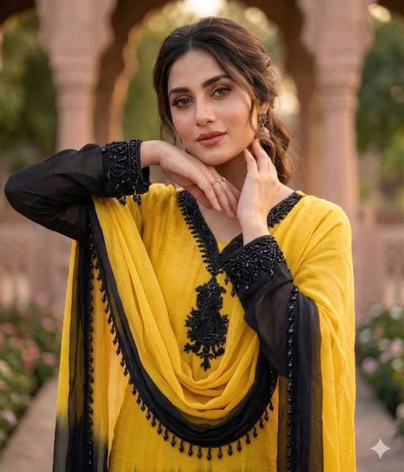 Khas 57 Natural Crepe Embroidered Salwar Kameez