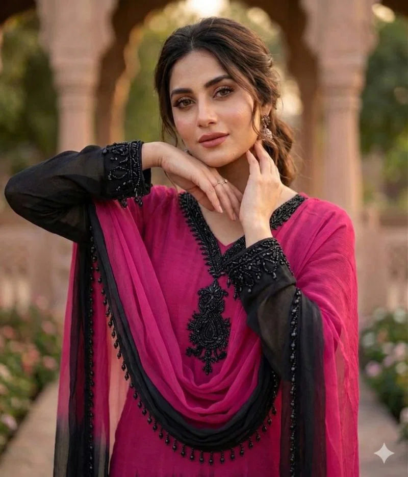 Khas 57 Natural Crepe Embroidered Salwar Kameez