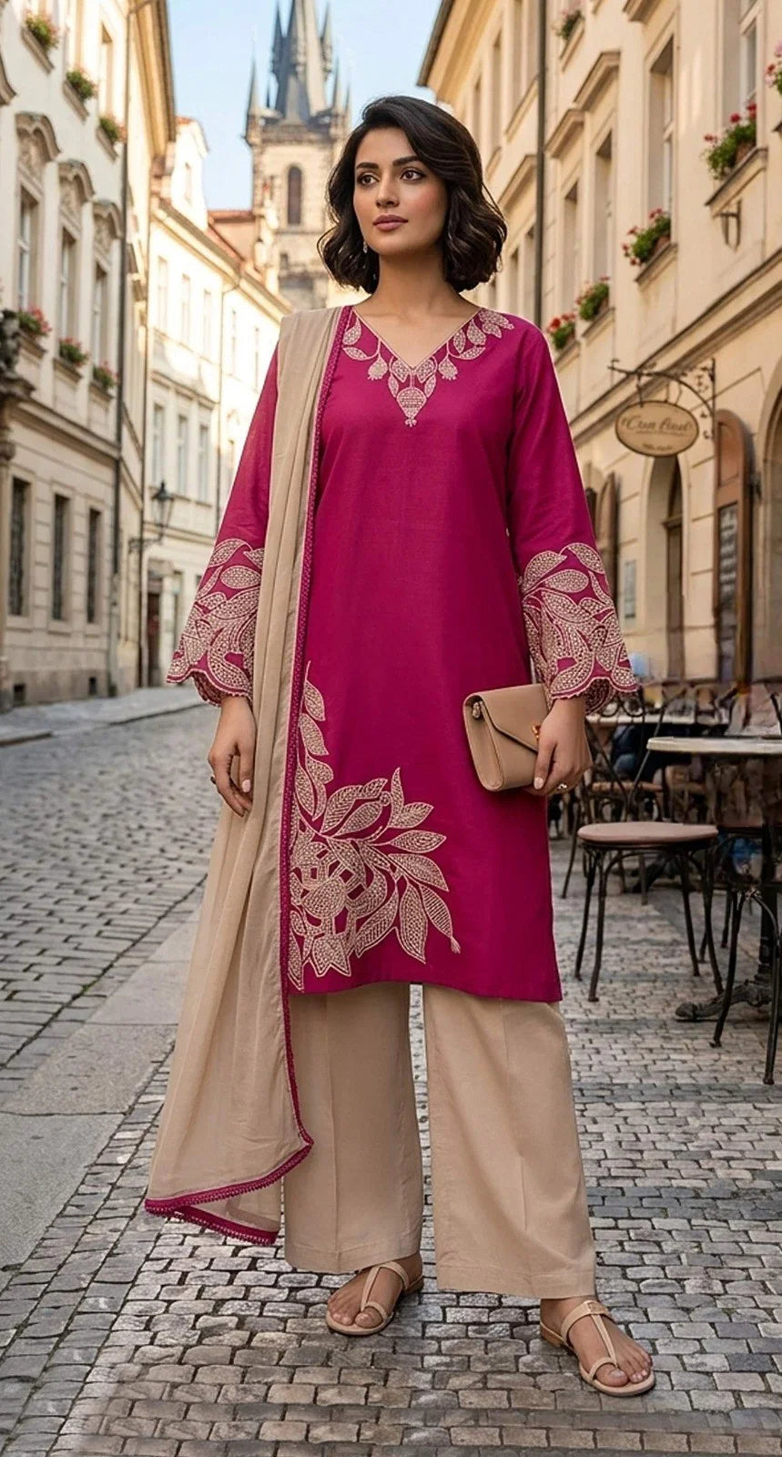 Khas 59 A To H Readymade Roman Embroidered Salwar Kameez