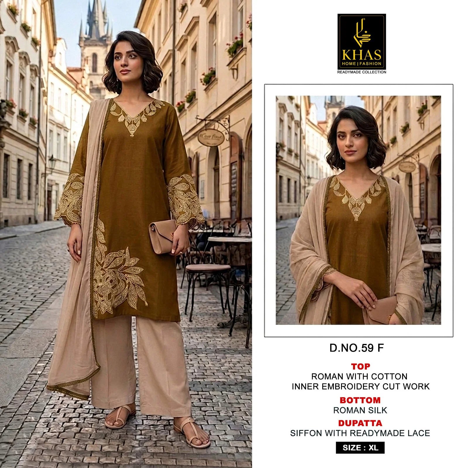 Khas 59 A To H Readymade Roman Embroidered Salwar Kameez