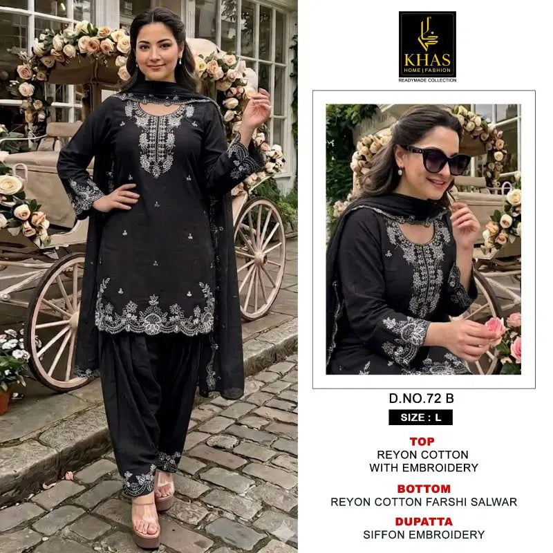Khas 72 A To C Rayon Cotton Embroidered Salwar Kameez