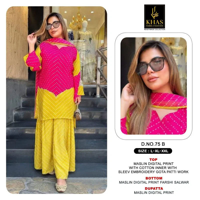 Khas 75 A And B Maslin Digital Printed Salwar Kameez Collection