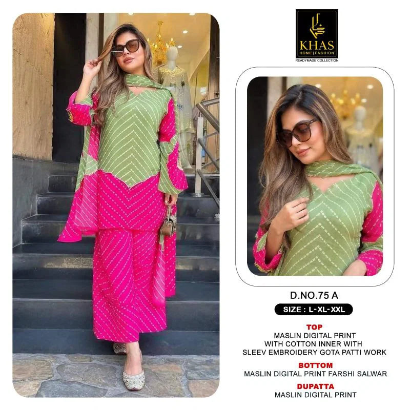Khas 75 A And B Maslin Digital Printed Salwar Kameez Collection