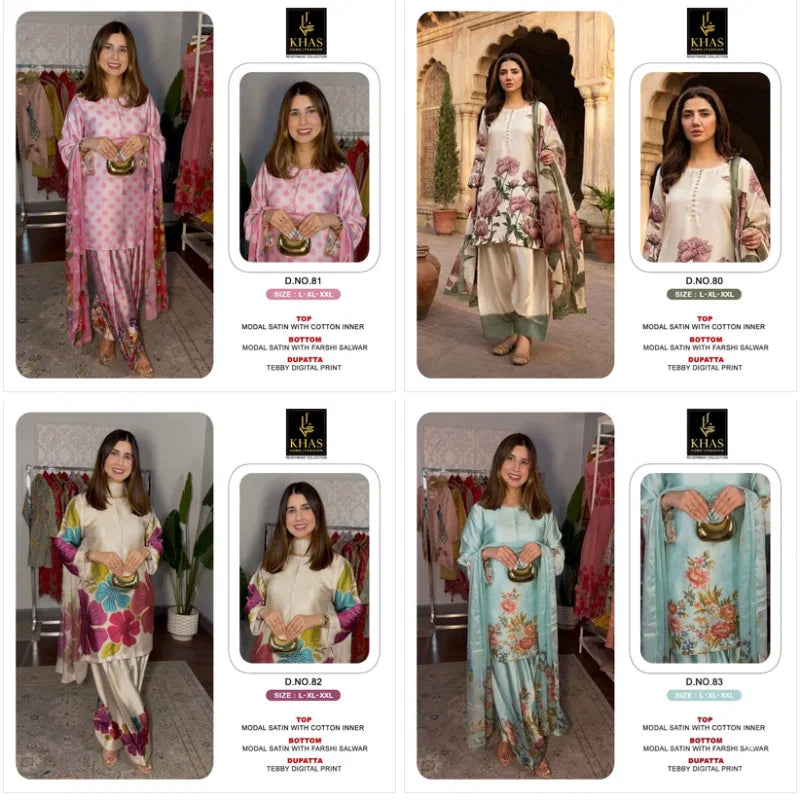 Khas 80 To 83 Modal Satin Teady Digital Printed Salwar Kameez