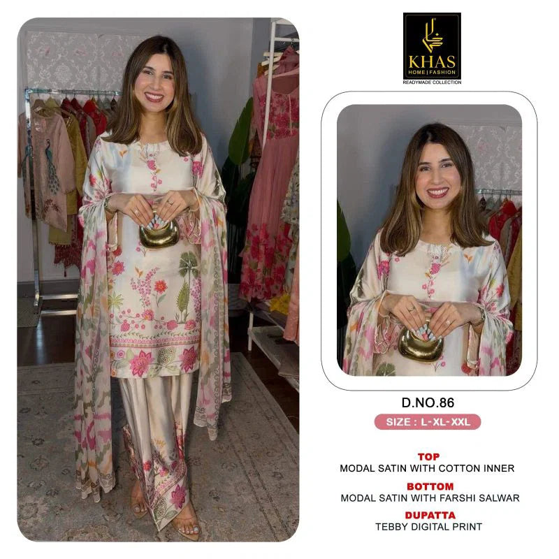 Khas 84 To 87 Modal Satin Teady Digital Printed Salwar Kameez