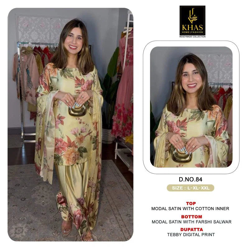 Khas 84 To 87 Modal Satin Teady Digital Printed Salwar Kameez