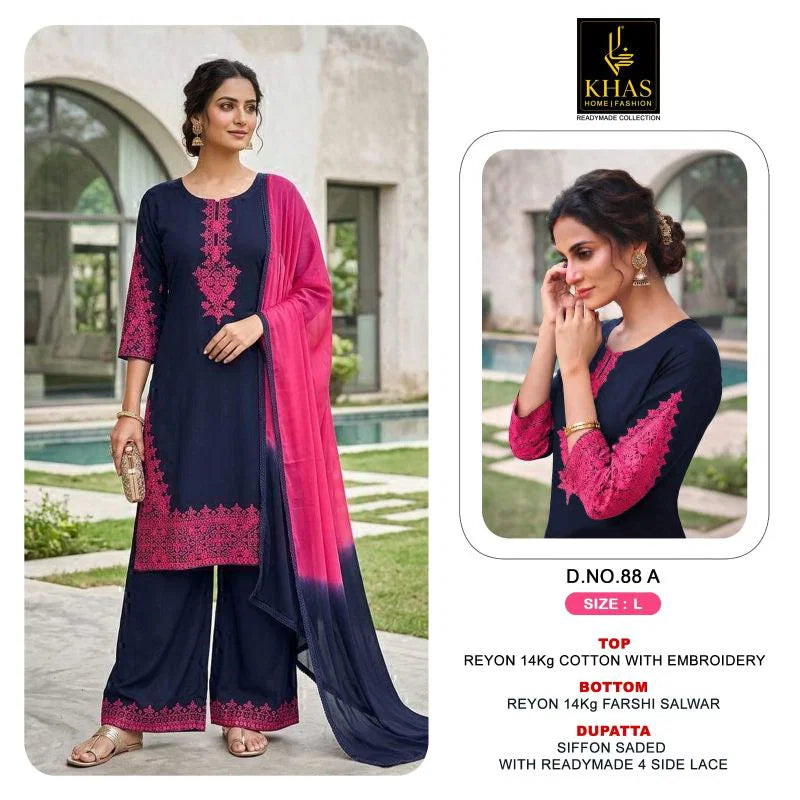 Khas 88 A To C Rayon Embroidered Salwar Kameez Collection