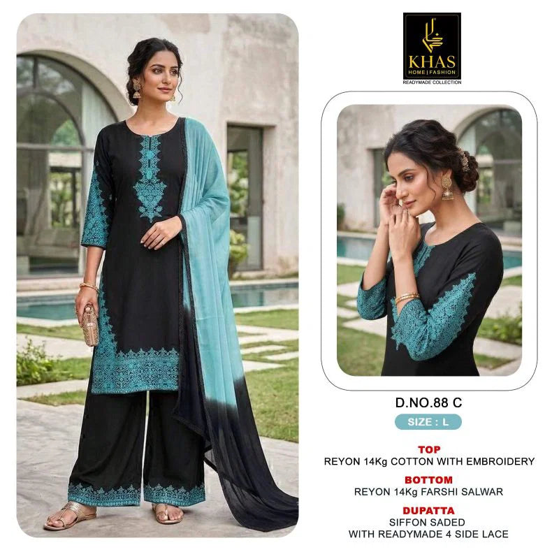Khas 88 A To C Rayon Embroidered Salwar Kameez Collection