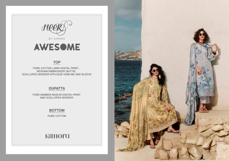 Kimora Heer Awesome Lawn Cotton Digital Printed Salwar Kameez Collection