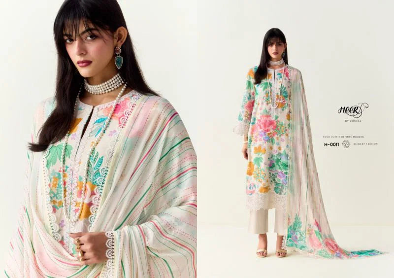 Kimora Heer Limelight Cotton With Resham Embroidered Salwar Kameez Collection