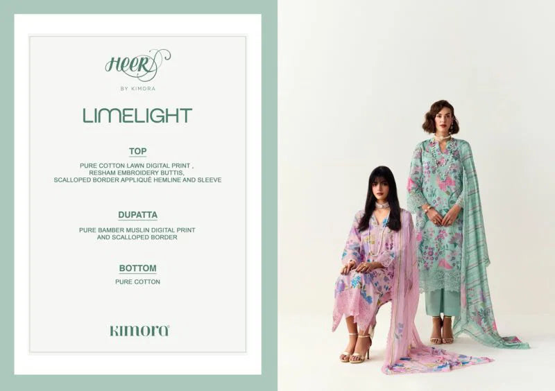 Kimora Heer Limelight Cotton With Resham Embroidered Salwar Kameez Collection