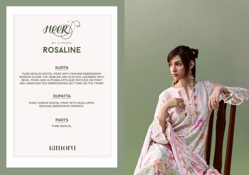 Kimora Heer Rosaline Vol 255 Muslin Digital Print With Embroidered Salwar Kameez