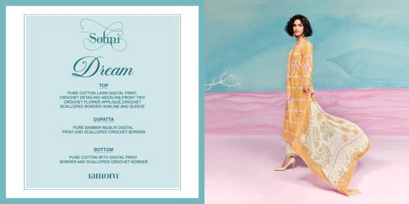 Kimora Sohni Dream Vol 63 Lawn Cotton Digital Printed Salwar Kameez