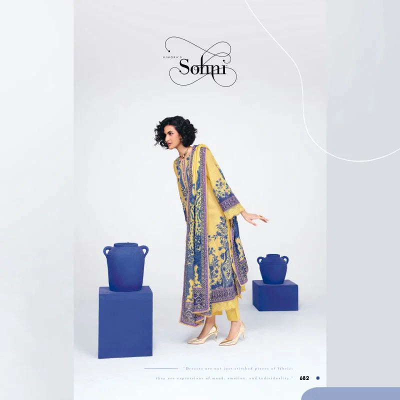 Kimora Sohni Indigo Linen Digital Printed Salwar Kameez