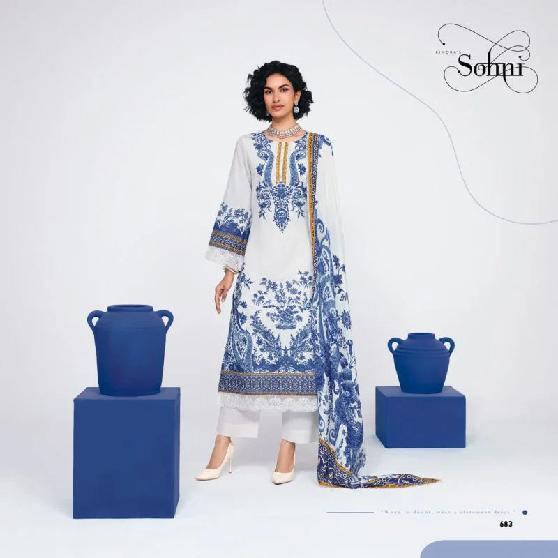 Kimora Sohni Indigo Linen Digital Printed Salwar Kameez