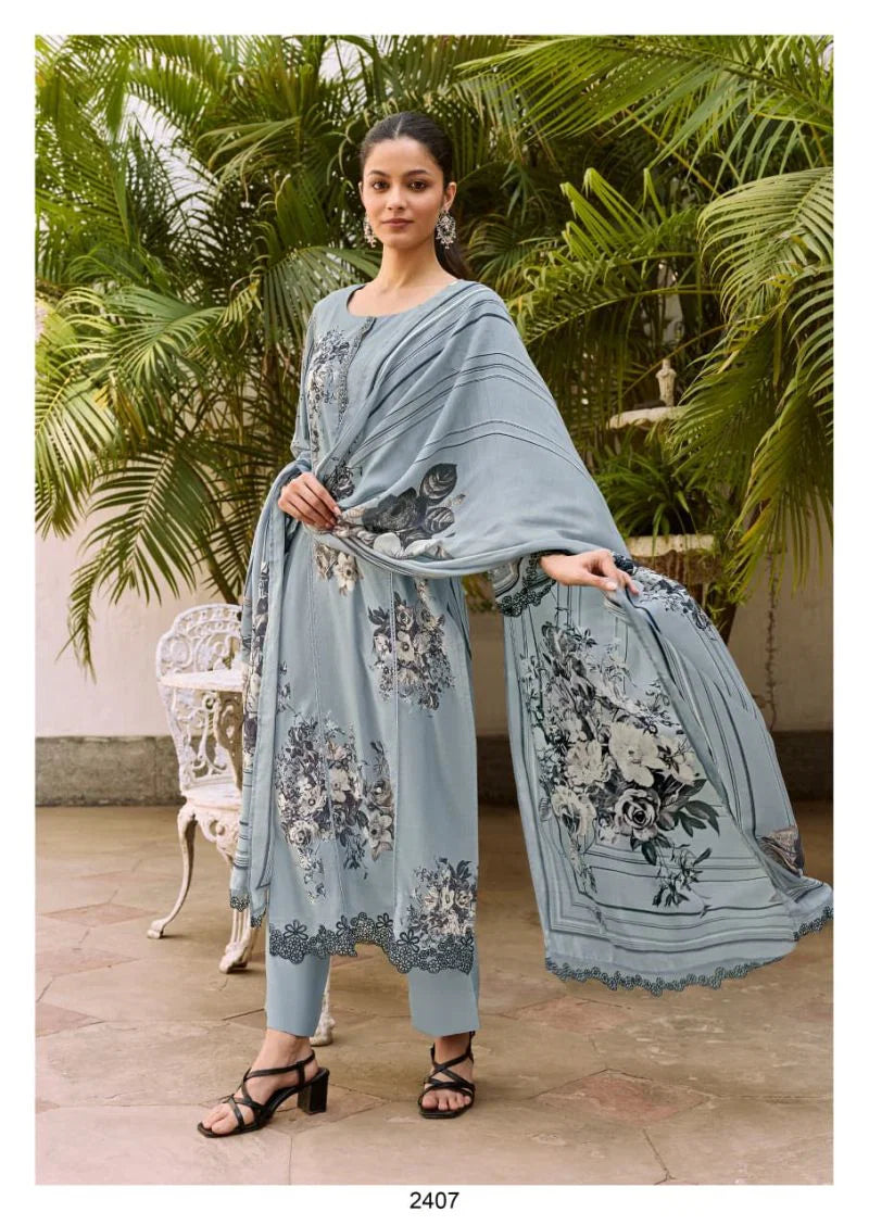 Kimora Suit Shaam Vol 91 Muslin Digital Prin Hand Work Salwar Kameez