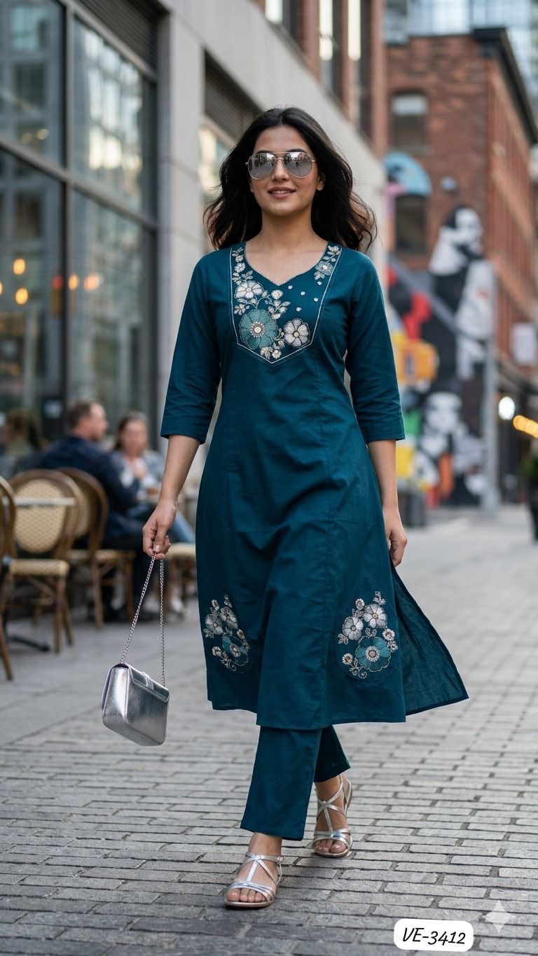 Ladies Flavour 3411 To 3413 Cotton Embroidered Kurti With Bottom
