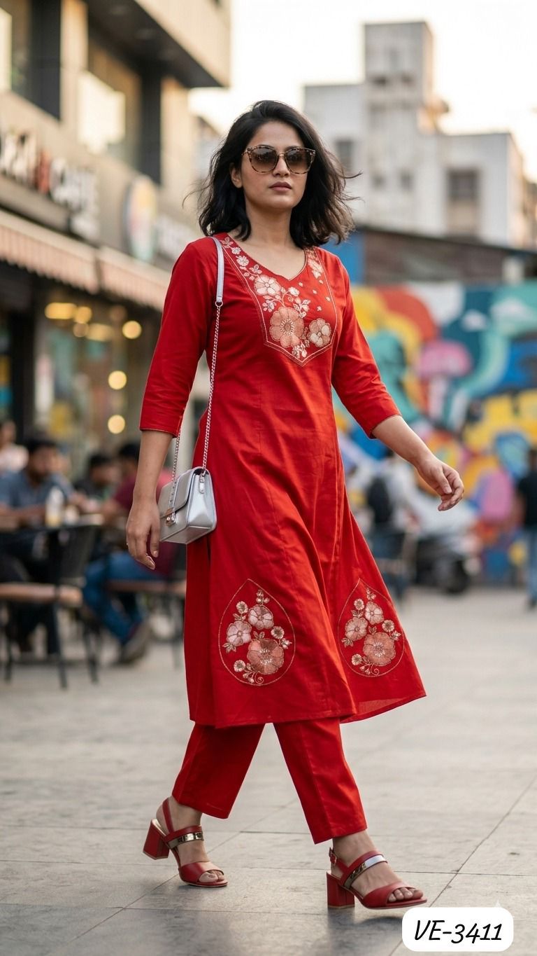 Ladies Flavour 3411 To 3413 Cotton Embroidered Kurti With Bottom