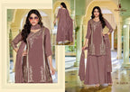Ladies Flavour 3454 To 3456 Chinon Embroidered Kurti With Bottom Dupatta