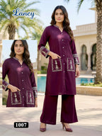 Lancy Vol 1 Rayon Embroidery Worked Fancy Top With Bottom Collection