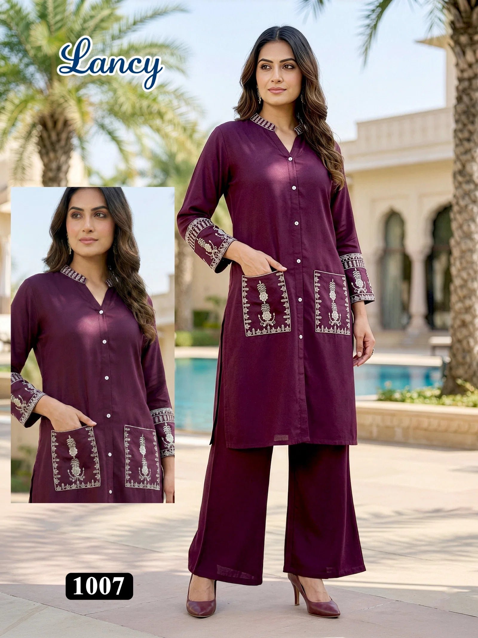 Lancy Vol 1 Rayon Embroidery Worked Fancy Top With Bottom Collection